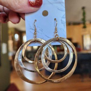 Silver and gold 3 ringed earrings